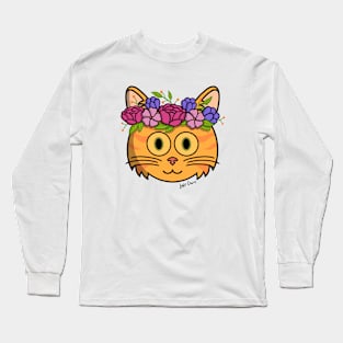 Orange kitty with flower crown! Long Sleeve T-Shirt